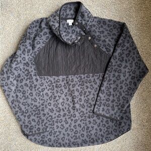 J. Crew Charcoal Animal Print Fleece size  xxl